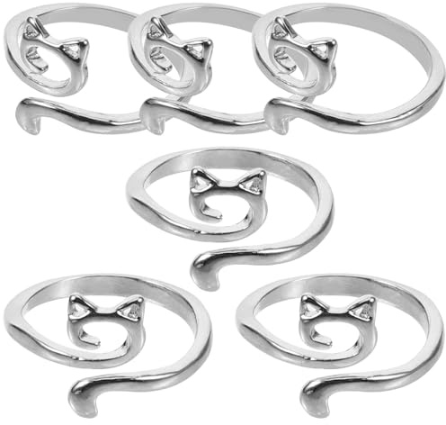 TOPBATHY 6 piezas Anillos para Tejer y Ganchillo Decorativos de Anillos Guía de Hilo para Proteger Dedos Mantener Tensión Uniforme Accesorios Prácticos y Portátiles para Costura y