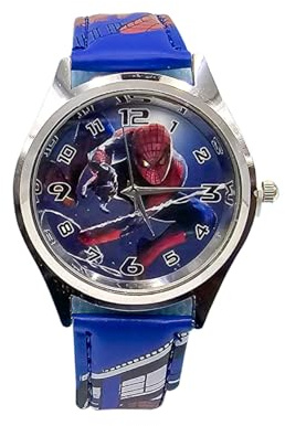 LuminaLux 2026 Boys Analog Quartz Watch, Colorful Leather Strap for Boys, Gift for 3-10 Year Olds, Spiderman, Cartoon, Packed in Colorful Box Gift