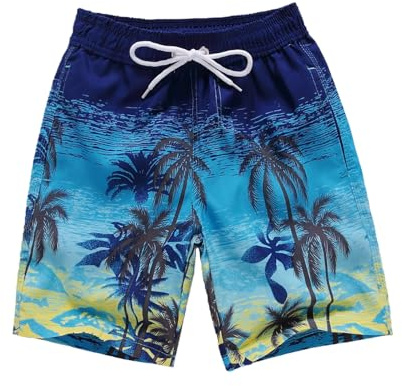 Mjjsk Pantalones cortos de natación para niños, ligeros, pantalones cortos de playa, bolsillos, cintura elástica, pantalones cortos deportivos casuales para verano, vacaciones