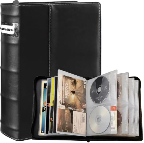 PUTNATRUE DVD Storage Binder, Leather CD Case 56 Discs with 28 Booklet