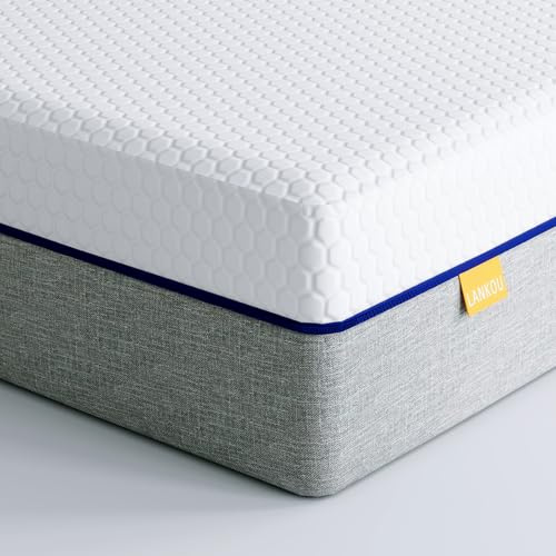 LANKOU 4FT6 Double Mattresses Memory Foam Medium Firm Pressure Relieving Double Memory Foam Mattress 100-Night Free Trial (137x190x20cm)