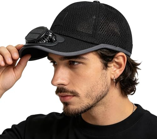 Gorra con Ventilador Solar, Gorras Hombre Béisbol De Malla con Ventilador Solar, 3 Velocidades Sombrero Ventiladors - UV, Transpirable para Hombre Y Mujer, Actividades Aire Libre como Senderismo