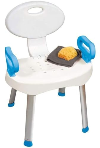 Carex E-Z Bath and Shower Seat with Handles - Shower Chair with Back for Elderly, Seniors, Handicap - Sturdy Frame - Supports Up to 300 Pounds