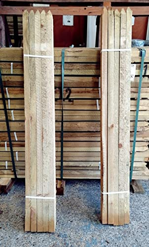F&G Supplies 20 x 1.2m (4ft) tall wooden square garden tree plant stakes - HC4 pressure treated for a long life made from Baltic slow grow timber for strength, square with pointed end