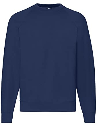 Fruit of the Loom Men Raglan Classic Sweater, Blue (Navy), Medium - B