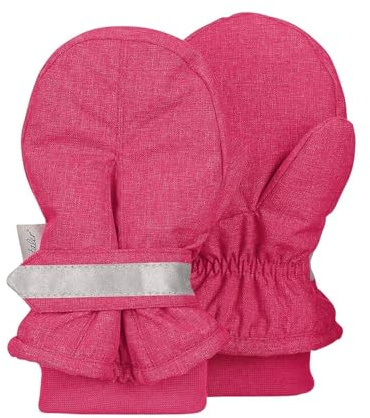 Sterntaler Unisex Kinder Fäustlinge Melange Mit Daumen, Klettverschluss Reflektierendem Streifen Handschuhe, Rosa, 4 EU