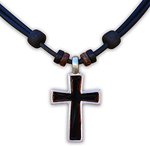 HANA LIMA Surferkette Halskette Lederkette Kreuz Kreuzanhänger Kruzifix Kreuzschmuck