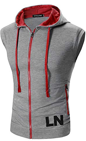 STTLZMC Homme Débardeur Capuche sans Manches Fitness Gilet Casual Jogging Haut,Gris,M