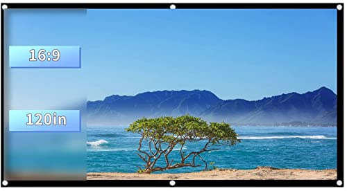 60-120 Inch Projection Screen, 16: 9 HD Portable Foldable Anti-Wrinkle Screen Washable for Home Theater, Projector Screen Wall Mount/Ceiling, Ideal for Outdoor Films(120inch)