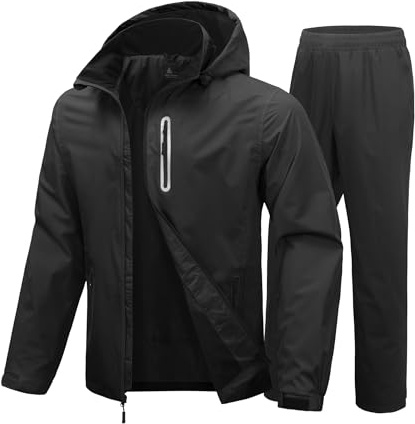 SWISSWELL Men Women Rain Suits Waterproof Lightweight Rain Gear Jacket and Pants for Golf, Hiking, Travel (Black,Small)