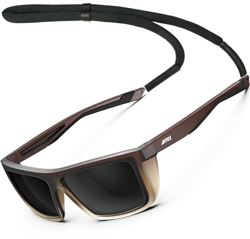ATTCL Gafas de sol polarizadas deportivas para hombres y mujeres, ciclismo, conducción, pesca, protección UV400, 1124 Marco marrón-gris/no espejado, 58
