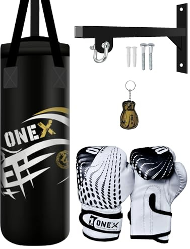 Boxing bag Junior punching bag set punch bags Kickboxing Muay Thai Kids traning bag Gloves MMA Martial Arts 2FT Boxing Set for boys and girls (BLACK WITH HOOK)