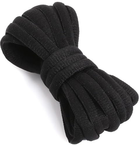 VSUDO 100 cm Ovale Sportschuhe Schwarze Schnürsenkel, Schuh Schnürsenkel Schwarz für Laufschuhe, Schuhbänder für Basketballschuhe und Turnschuhe (1Paire-Schwarz-100cm)