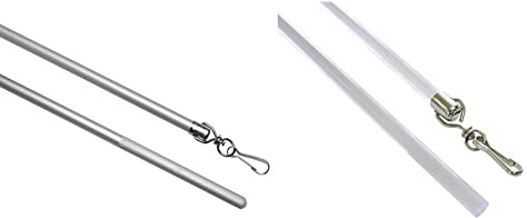 GARDINIA 506 Lance-Rideau, 100 cm, Aluminium & Barre de tirage pour rideaux et draperies, avec crochets en métal, Paquet de 2, Longueur 100 cm, Plastique, Transparent
