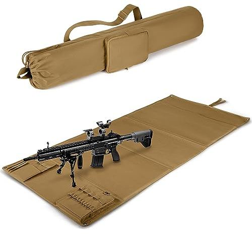 GOBUROS Tappetino da tiro tattico con borsa per il trasporto, tappetino da tiro arrotolabile extra large, coperta da tiro imbottita con 2 tasche per accessori