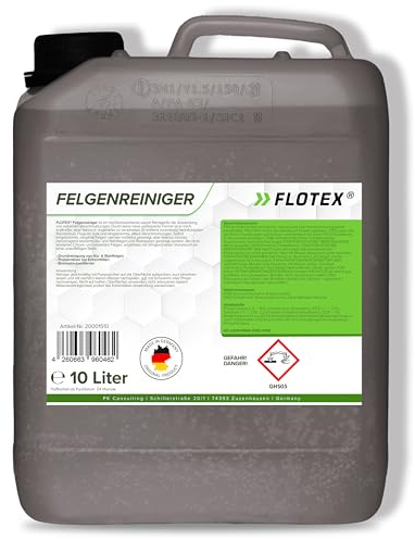 FLOTEX Felgenreiniger 10l - Hocheffektiver Reiniger für lackierte Stahl-, Chrom- & Alufelgen - Entfernt schnell & zuverlässig hartnäckigen Schmutz & Rost - Ideale Felgenpflege in Profiqualität