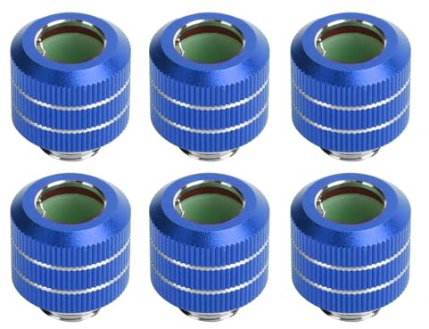 Osprey, Confezione da 6 raccordi a compressione da filettatura G1/4 a OD 16 mm, raccordi in ottone e lega di alluminio, per sistemi di raffreddamento ad acqua per computer, con adattatori anti-off,