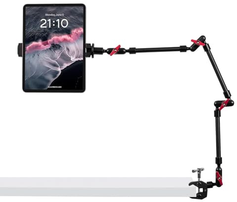 GOINWAVE Adjustable Articulating Magic Arm with Clamp and Phone Holder Clip for Desk Mount, Desk Stand, Cell Phone Tripod
