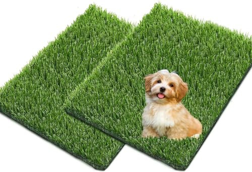 Jeamis Hundtoalett konstgräs för hundar träning kattlåda matta valpar gräs set om 2 (35,5 x 46 cm)