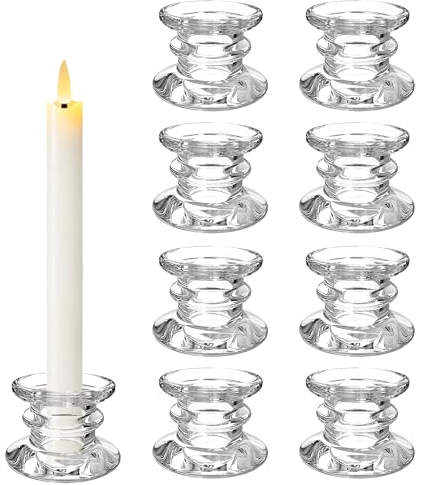 8 Pezzi Porta Candele Vetro, Decorativo Candelabro Set, Candele Holder Vetro per Decorazione Tavolo Matrimonio, Decorazione Tavolo Da Pranzo