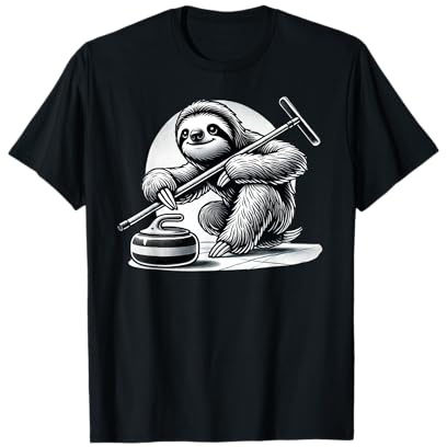 Funny Sloth Lazy Curling Curler Winter Sports Man Woman T-Shirt