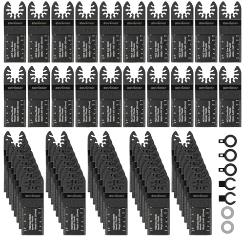 Enventor Kit de 67 Hojas para Multiherramienta Oscilante, Compatible con la mayoría de las Herramienta Multifunción, 1-3/8(35mm) Hojas de Sierra Oscilante para Madera, Plástico