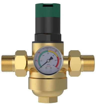 Reducteur de Pression eau, 1/2 Pouces Reducteur de Pression, avec Manomètre, Réducteur de Pression D'eau, Laiton, Réducteur de Pression eau, pour Filtrer Les Impuretés Dans L'eau