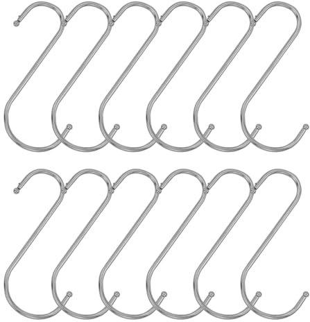 AMANDELIZABE 12 pièces crochets en forme de S, crochets multifonctionnels en forme de S, crochets à suspendre, crochets doubles pour la cuisine, la salle de bain, la chambre à coucher (argent)