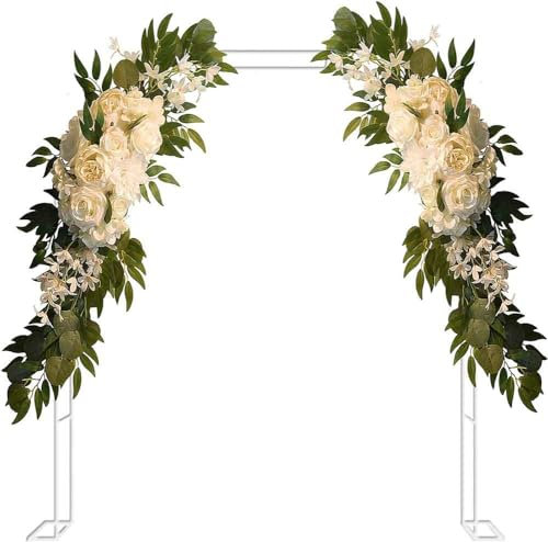 Arche de jardin en métal blanc pour plantes grimpantes, tonnelle de rose robuste avec grandes arches de mariage, support pour plantes d'extérieur, 140 cm, 180 cm, 240 cm de haut et 120 cm de large,