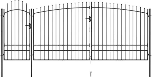 Gartentor Stabmattenzaun Gartentür Doppelflügeltor Doppeltor Hoftor Flügeltor Einfahrtstor Gartentpforte mit Pfosten und Befestigungsmaterial, 5x2,45 m Schwarz