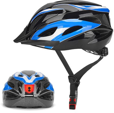 Bike Helmet Men Women Cycle Helmet with Light for Unisex Adult Bicycle Helmet Breathable Mountain Cycling Helmet Adjustable Road Helmet 58-62cm