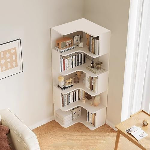 6-Tier Corner Bookshelf, Modern Tall Bookcase with Anti-Drop Panel, L-Shaped Etagere Shelf, Freestanding Display Rack for Home Office and Living Room Storage Organizer