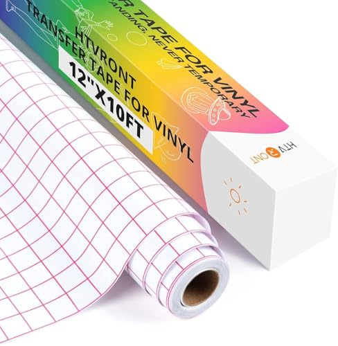 HTVRONT Transferfolie Plotter für Vinyl – 12 Zoll x 10 Fuß (30,5 x 305 cm) Übertragungsfolie Plotter mit mittlerer Haftung für permanente Vinylfolien geeignet für Schilder, Aufkleber, Dekale