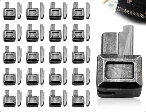 Emezddo Pack De 20 Kits De ReparacióN De Cremalleras, Tirador MetáLico De Cremallera, Soporte Deslizante Con Cierre, Para Ropa, Chaquetas, Bolsos, Vaqueros Y Piezas De Repuesto Para Costura (Negro)