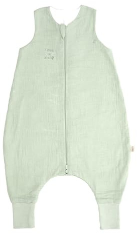 PERLETTI Gigoteuse à Pieds TOG 1.0 Été Printemps en Coton Bio - Turbulette Enfants Bébé Sans Manche avec Fermeture Éclair - Sac de Couchage Doux Garçon Fille Léger 1 2 Ans (Vert, 12-24 Mois)