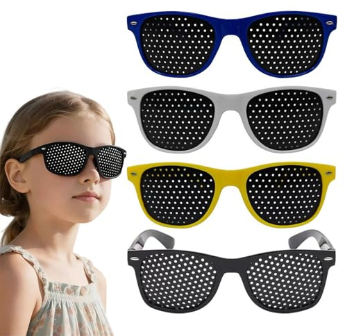 NIDHFG 4 Pieces Of Mesh Vision Training Glasses, Pinhole Vision Correction Glasses, Daily Eye Protection Glasses, Unisex.