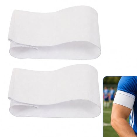 Mistillion 2 PCS White Blank Captain Armbands, Elastic Adjustable Football Soccer Armbands, for Team Sports, Restaurant, Hospital & School