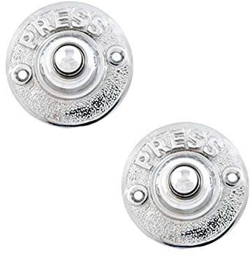 Chrome Plated Brass Door Bell Push Button Traditional Chime 2.5 Inches Dia. Round Embossed Press Vintage Home Wired Doorbells with Mounting Hardware Renovators Supply Manufacturing Pack of 2