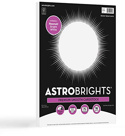 Astrobrights/Neenah Bright White Cardstock, 8.5 x 11, 65 lb/176 gsm, White, 75 Sheets (90905-02) - Packaging May Vary