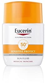 Eucerin Sensitive Protect Sun Fluid Mattifying Sun Cream SPF 50+ 50ml, Sun Protection Face Cream for Sensitive and Oily Skin, High UVA/UVB Defence, Water-Resistant Sunscreen with Glycyrrhetinic Acid