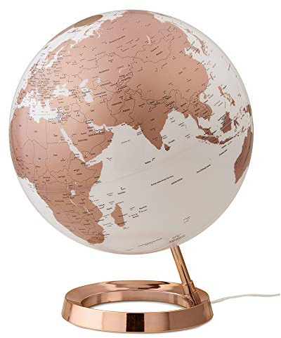 TECNODIDATTICA – Globo terráqueo Light&Colour Metal Copper | Luminoso, giratorio, con cartografía Política actualizada | Lámpara de diseño | Diámetro 30 cm