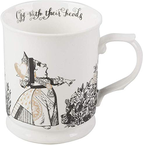 V&A Becher, Tasse ALICE IN WONDERLAND 400ml schwarz weiß Porzellan, 1 Stück (1er Pack), Weiss/Opulenter Garten