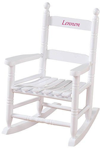 Miles Kimball Custom Childs White Rocker - Pink Font