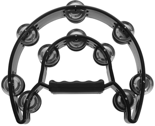 Tambourin Demi-Lune à Double Rangée - Pandereta de Media Luna - Instrument de Percussion Professionnel avec Poignée Ergonomique Antidérapante pour Orchestre, Fête, Karaoké et Éveil Musical