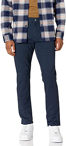 Amazon Essentials Pantalón de Sarga Elástico con 5 Bolsillos y Ajuste Entallado Hombre, Azul Marino, 38W / 28L