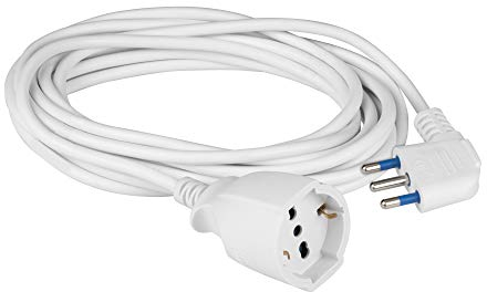 POLY POOL | PP2622X Prolunga Elettrica 250v Con Cavo Elettrico Bianco Estensibile 3 Metri, Con Spina 16A Salvaspazio E Presa Schuko 10A/16A 2P+T Pluristandard (Italiana E Tedesca)