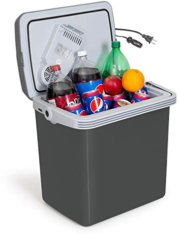 K-Box Electric Cooler and Warmer for Car and Home - 34 Quart (32 Liter) - Dual 110V AC House and 12V DC Vehicle Plugs (Grey)