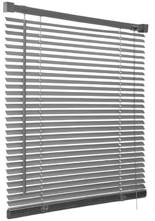 PVC Venetian Blind Blinds Easy Fit Curtains Trimmable Fittings Windows Treatment Shutters Twist Open Close (Grey, 105x150)