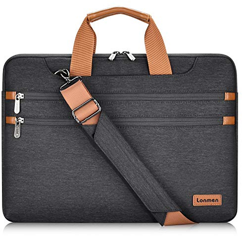 LONMEN 14 Zoll Laptop tasche Wasserdicht Schultertasche Tasche Kompatibel mit 15 MacBook Pro 2019 / MacBook Pro Retina/Microsoft Surface Book 2 / Dell XPS 15/14 Laptop/Chromebook/Ultrabook