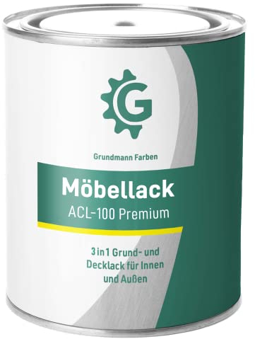 Grundmann Möbellack ACL 100 - Silber 0,7 Kg - Lösemittelfrei & Geruchsarm - 4in1 Möbelfarbe inkl. Grundierung - Innen und Außen - Für Holz, Metall & Kunststoff - RAL 9006 Weißaluminium